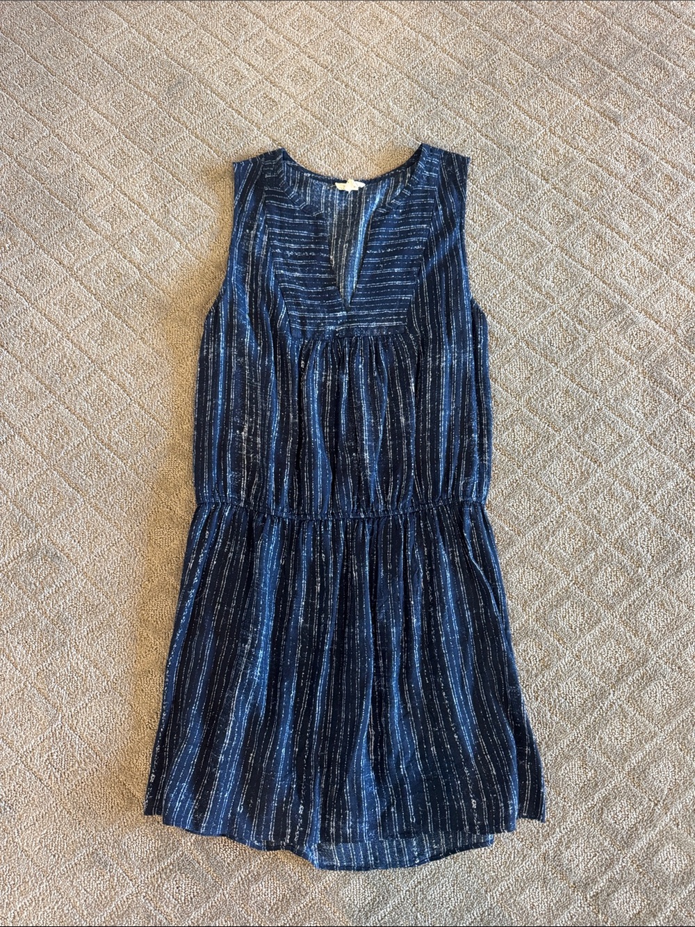Soft Joie Navy and White Striped Sleeveless Dress